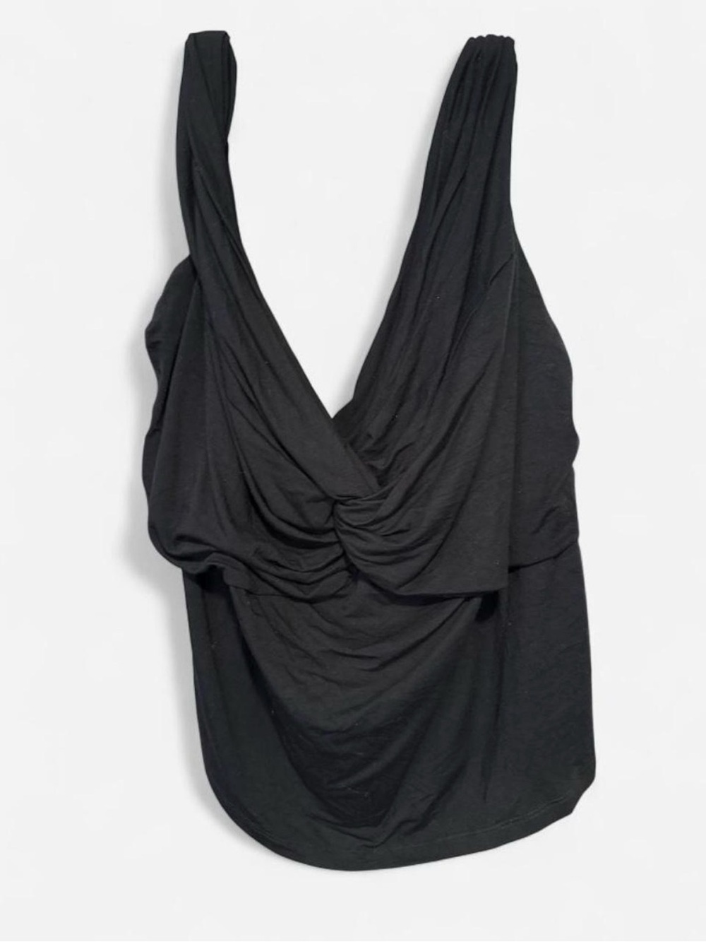 Good American Black Draped Twist-Front Camisole